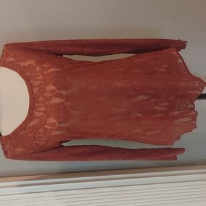 24/7 Burnt Orange Sheer Top